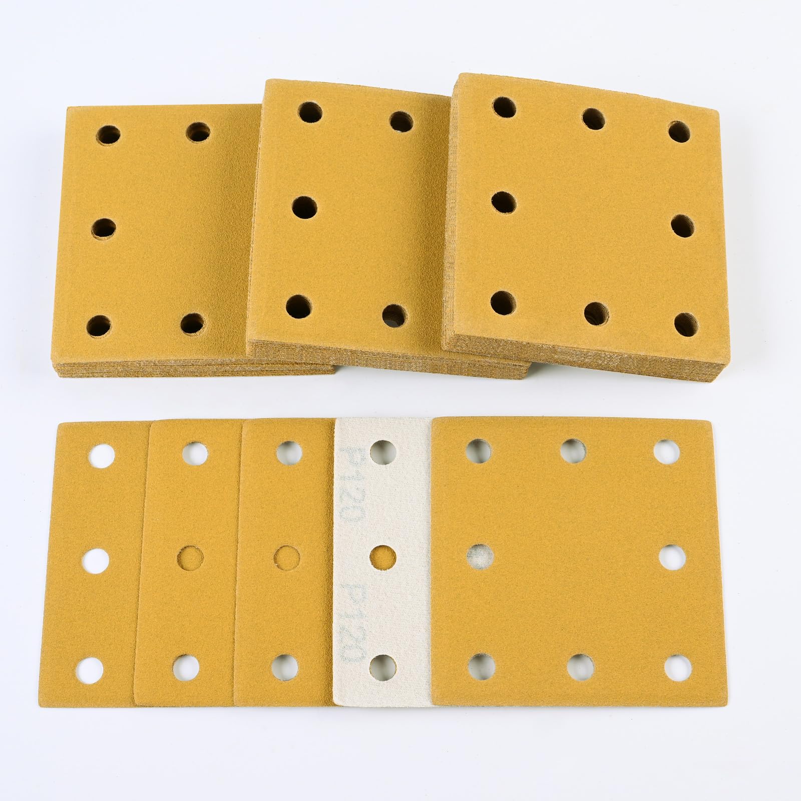 Sruhrak 110x115mm Sandpaper 8 Hole Sanding Pads 50 Pcs Grits 120 Set