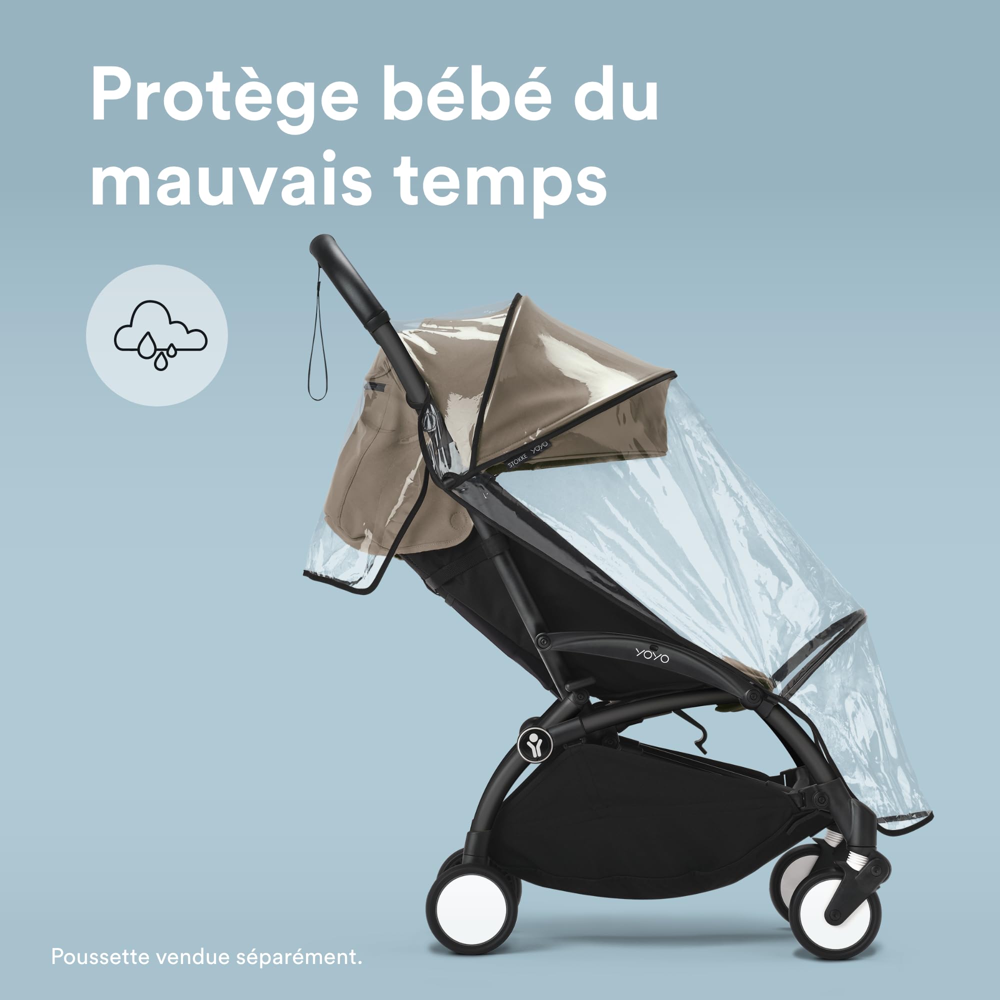 Protection pluie Stokke YOYO 6+ - Design étanche avec tissu sans PVC - Facile à installer et à ranger dans la poussette YOYO