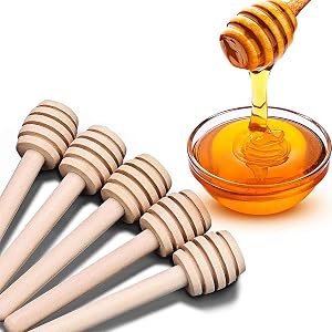 Wooden Honey Dipper for Jar Server Dispense Drizzle Jam Honey Spoon Sticks Wedding Party Favor (8 CM -50 Pcs)