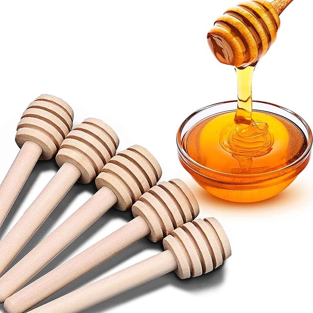 Plongeur de miel en bois pour serveur de jarre Dispense de la confiture de jaunisse de miel bâtons de mariage parti de faveur (8 CM -50 Pcs)