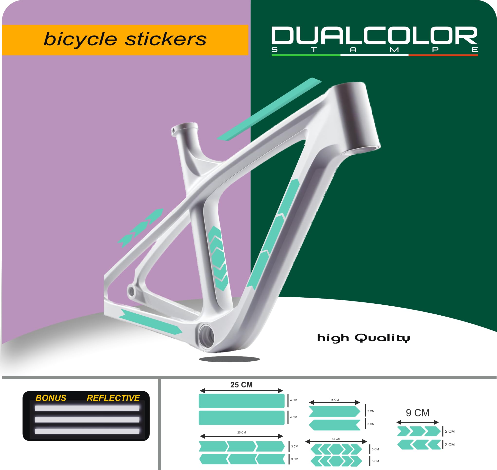 Set 10 Adesivi Stickers Decal Telaio Bici Bicicletta Kit adesivi telaio MTB BDC Universale Protezione COD. B0188 (MENTA 55)