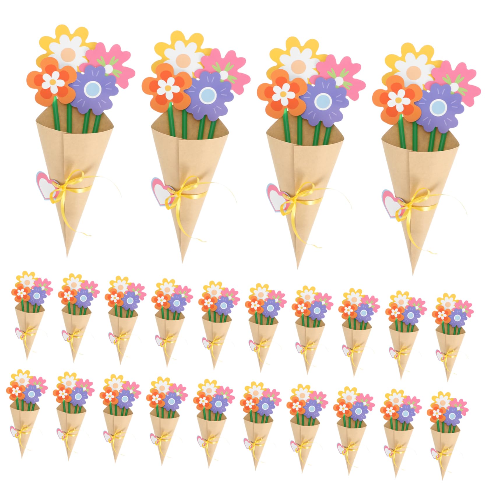 BCOATH 1 Set Paper Flower Bouquet Mother's Day Floral Cards DIY Paper Floral Craft Make Your Own Flower Bouquet Craft Supplies For Kids