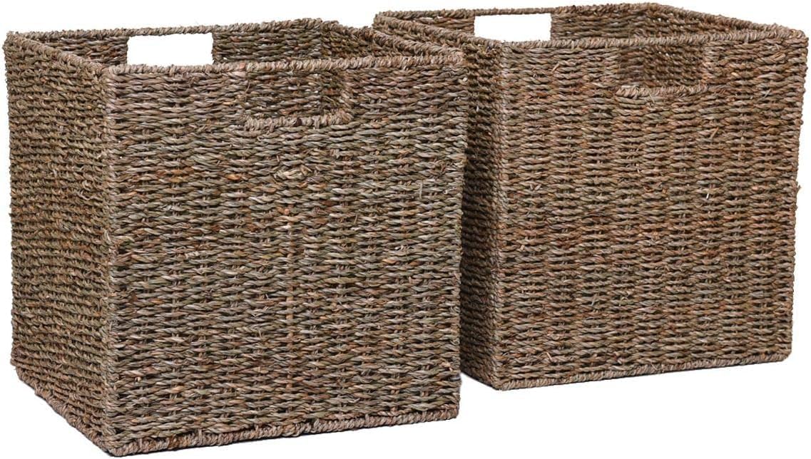 VIVANNO 2 Panier d'étagère Panier d'armoire jonc de mer pour Ikea Kallax/Expedit nature
