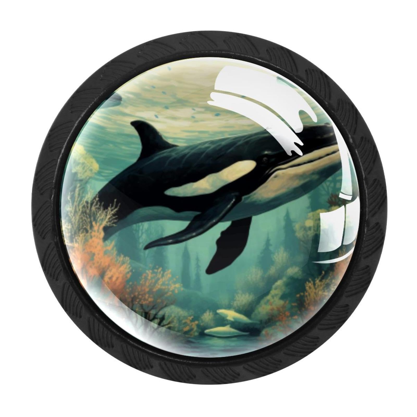 CHENZZZZ Whale Drawer Knobs Pull Handle Crystal Glass Circle Shape Cabinet Drawer Pulls Cupboard Knobs with Screws for Kitchen Cupboard Dresser Wardrobe etc