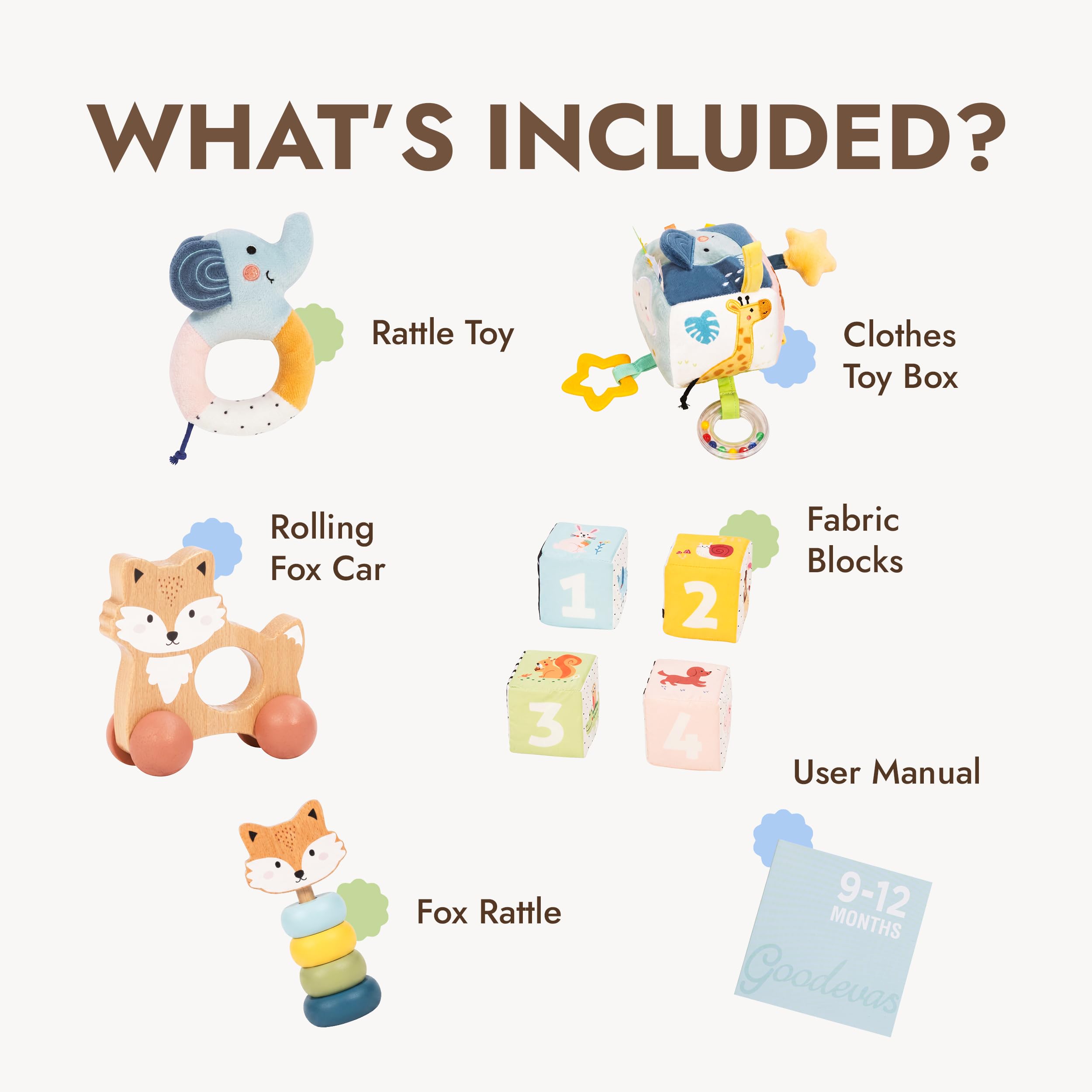 Goodevas Caja de regalo para bebé de 9 a 12 meses, regalo de primer cumpleaños para niños y niñas, juego de regalo inspirado en Montessori