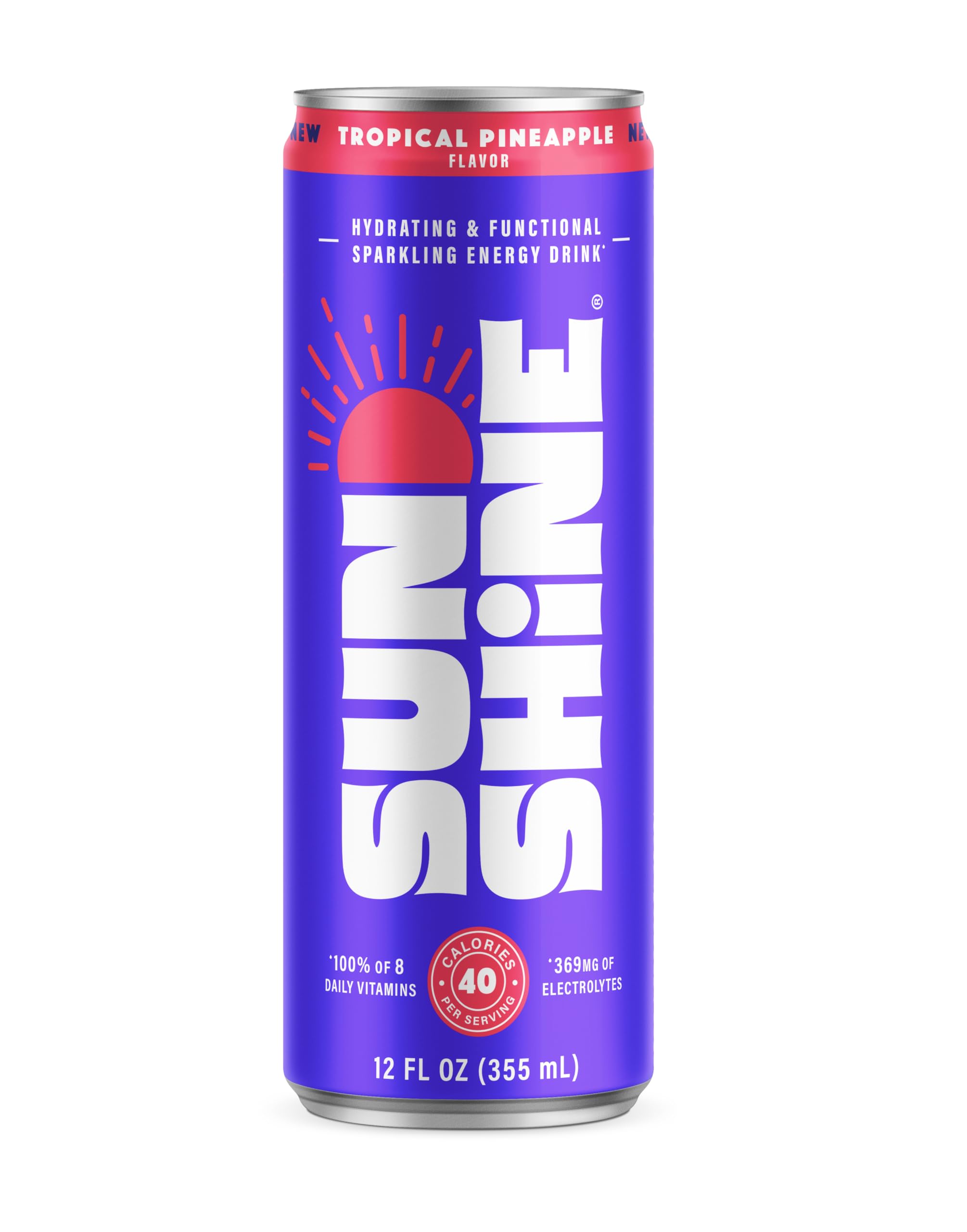 Amazon.com : Sunshine Sparkling Energy Drink, Tropical Pineapple