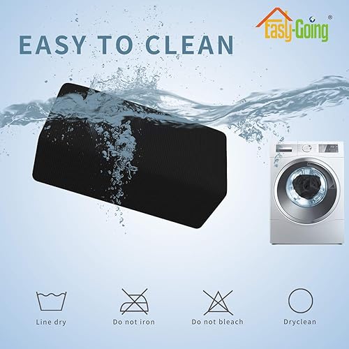 Vista 245 de Easy-Going - Funda elástica para taburete otomano, funda protectora para muebles, funda rectangular con parte inferior elástica Beige