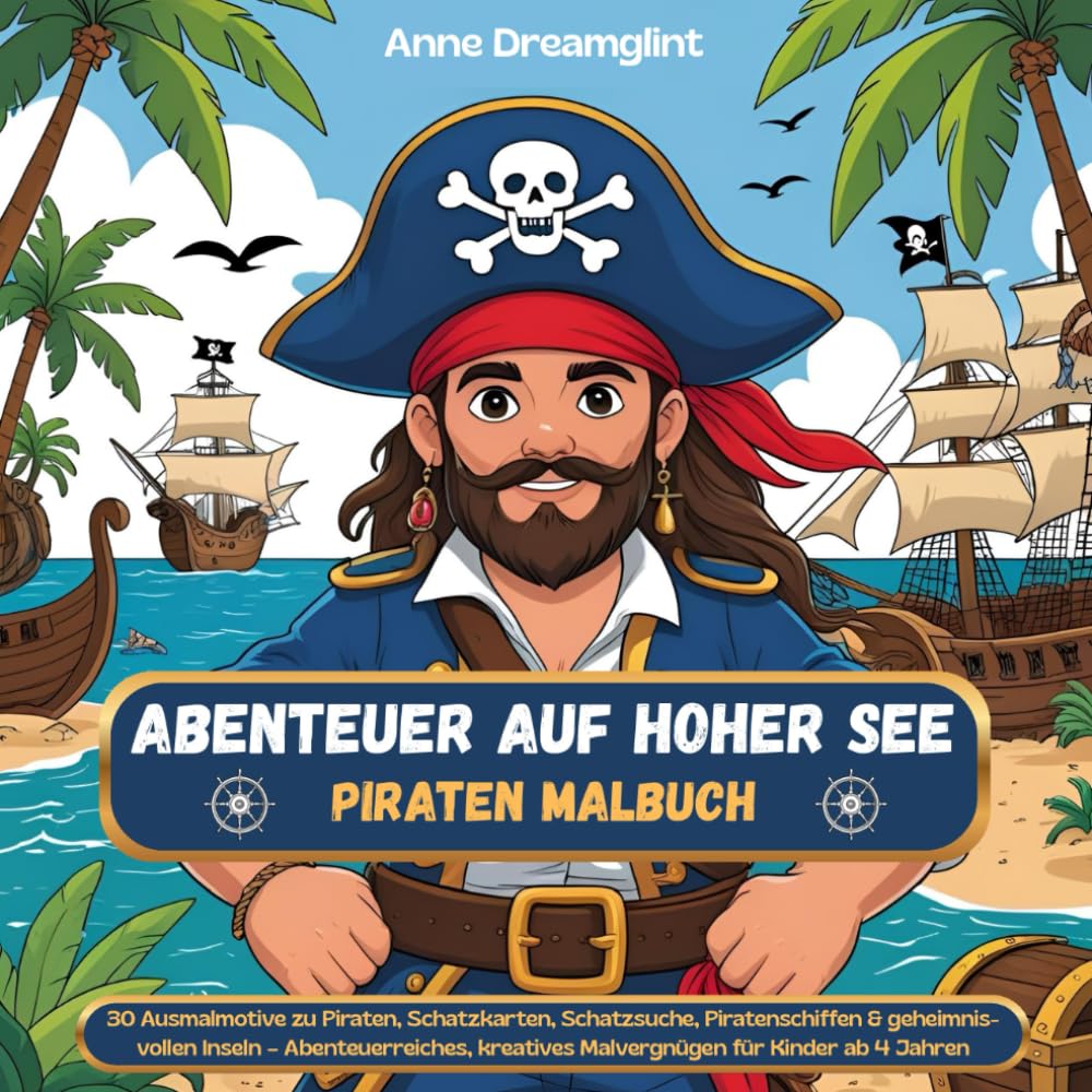 Abenteuer auf hoher See - Piraten Malbuch: 30 Ausmalmotive zu Piraten, Schatzkarten, Schatzsuche, Piratenschiffen & geheimnisvollen Inseln – ... ... voller Magie, Abenteuer & mythischer Motive)