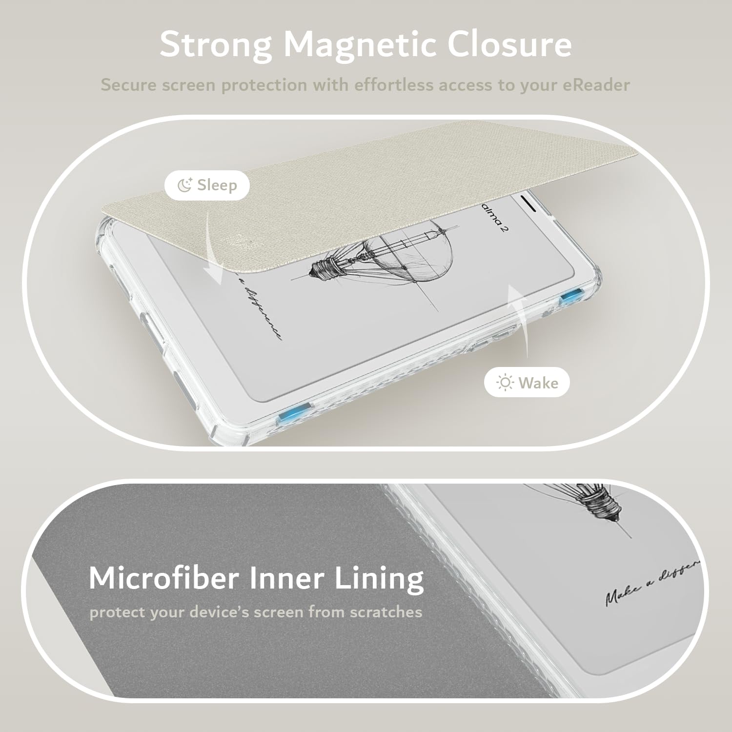 Étui Magnétique 2 En 1 Pour BOOX Palma & Palma 2 - Protection Avec Veille/Réveil Automatique (Gris) - 4