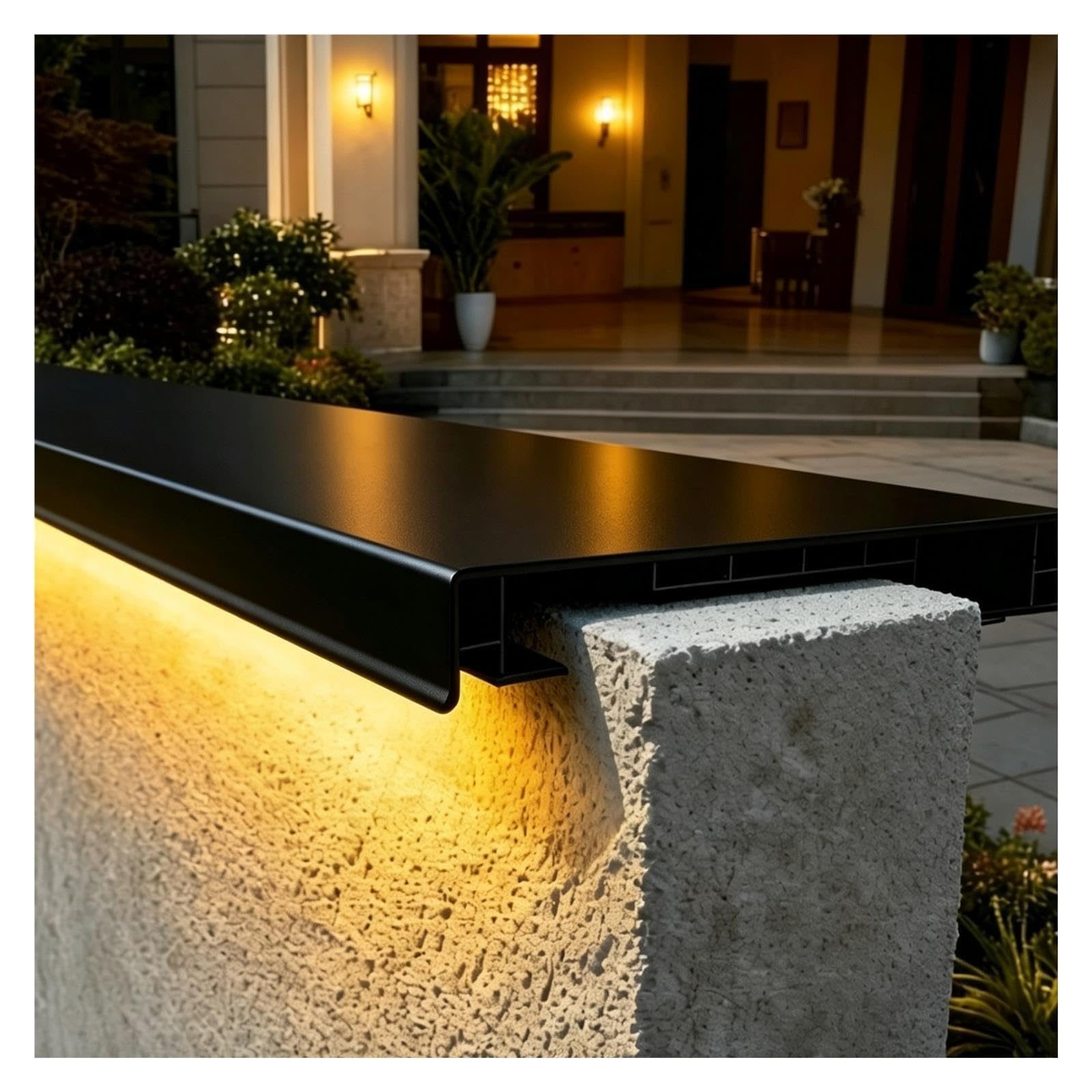 Garden Albardilla Aluminio con Canales para Tiras De Iluminación