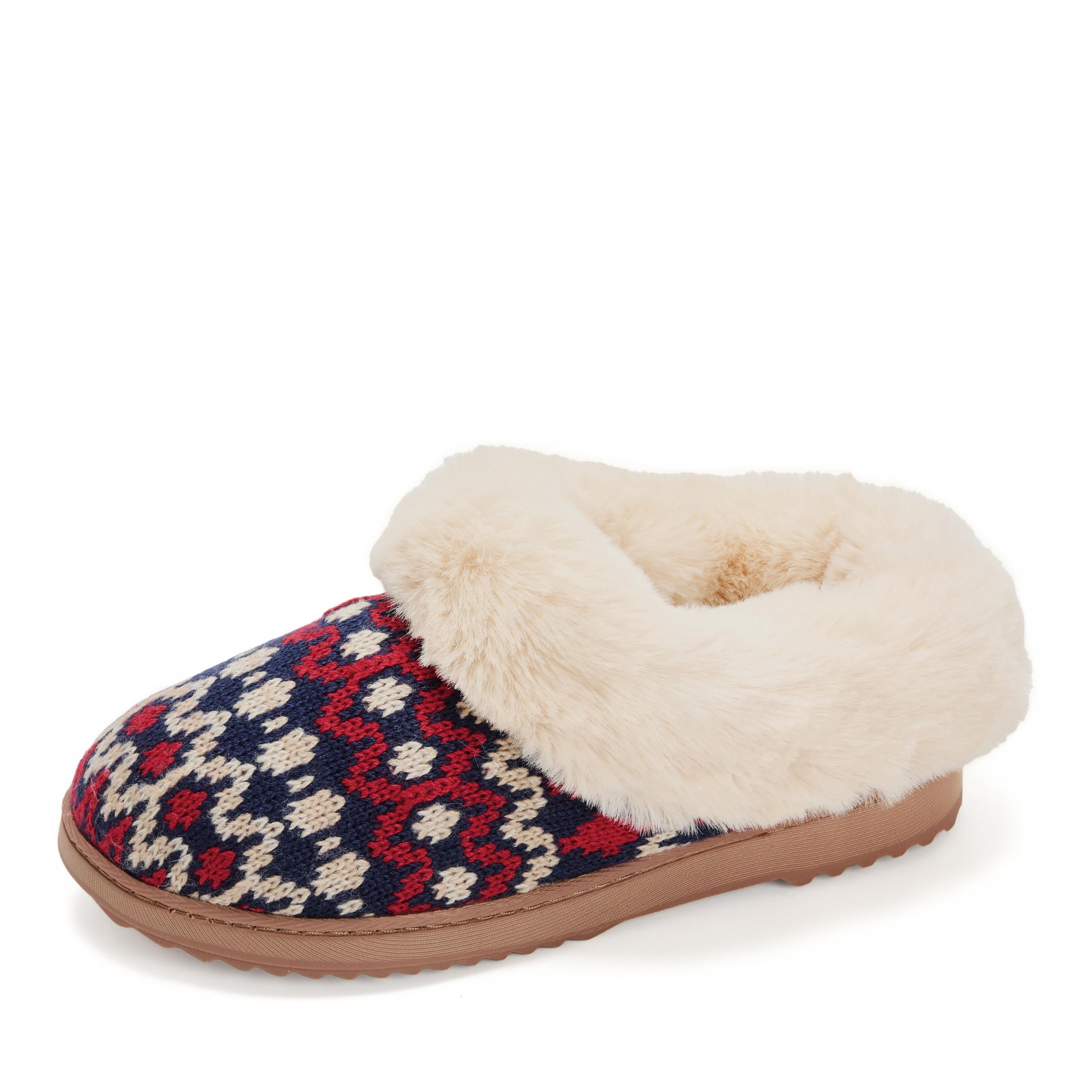 Dearfoams Women's Memory Foam Cozy Soft House Slippers Gifts for Women Hannah Knit Clog House Shoes