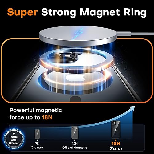 Miniatura 214 de TAURI Funda magnética 2 en 1 transparente para iPhone 14 Pro, compatible con Magsafe [no amarillenta] con protector de pantalla, protección de grado