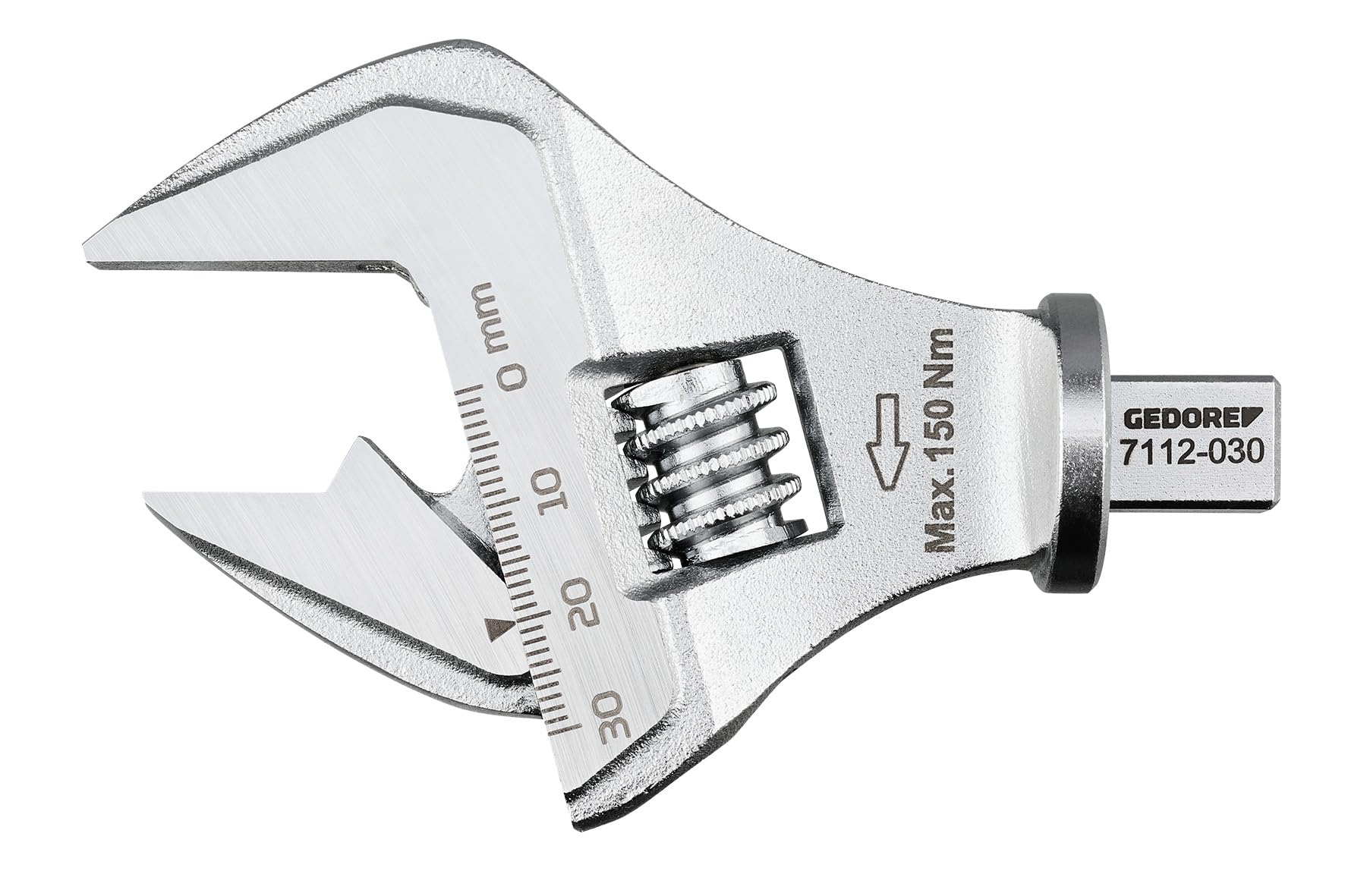 GEDORE 7112‑030 - Llave inglesa ajustable de 5 a 30 mm, acero al cromo vanadio, escala de ajuste láser, cierre de pasador de muelle, métrico y completo