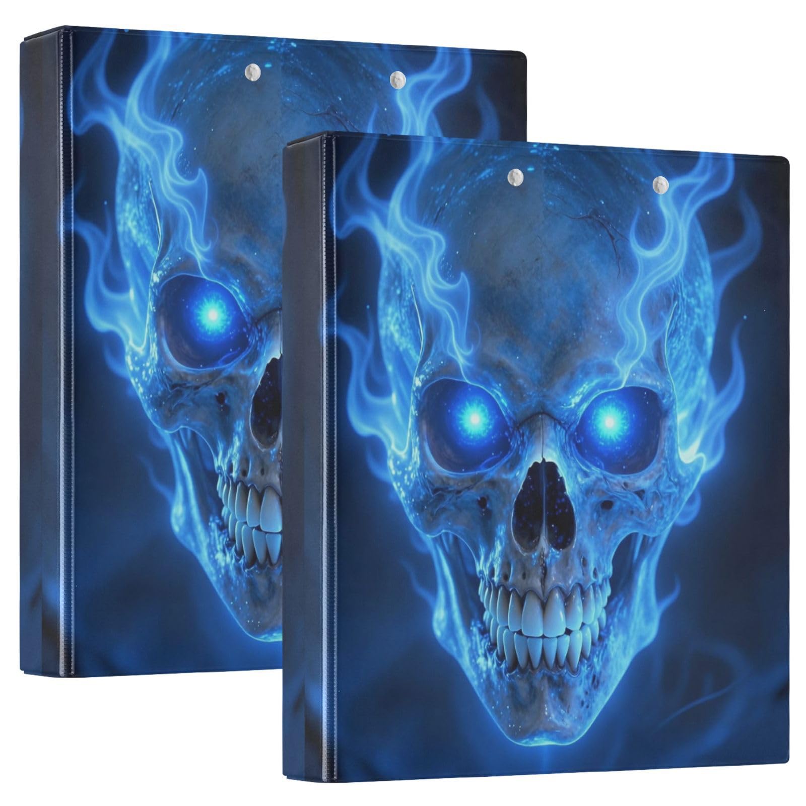 Raccoglitore a 3 anelli con portablocco con teschio blu (1