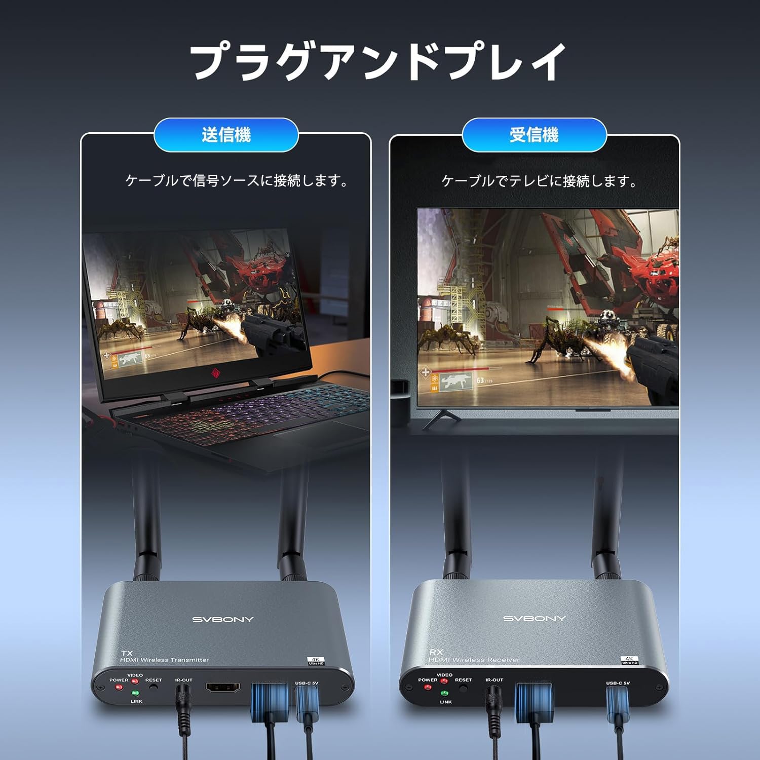 SVBONY ST3 ワイヤレスHDMI送受信機セット Amazon.co.jp: SVBONY ST3 Wireless HDMI Transmitter and Receiver