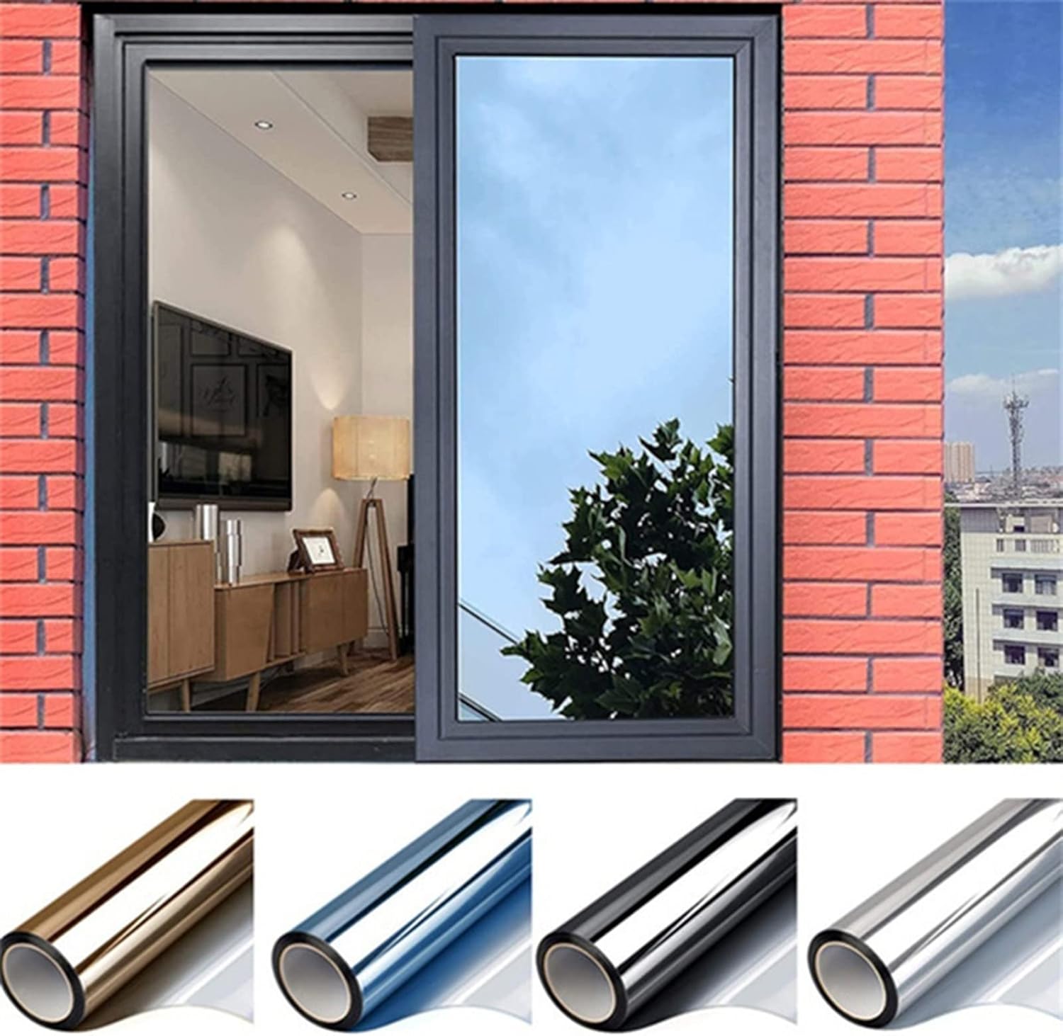 HUAWA Window Film One Way Reflective Mirror Film- Daytime Privacy Protect Self-Adhesive Self Static 17.7 x…