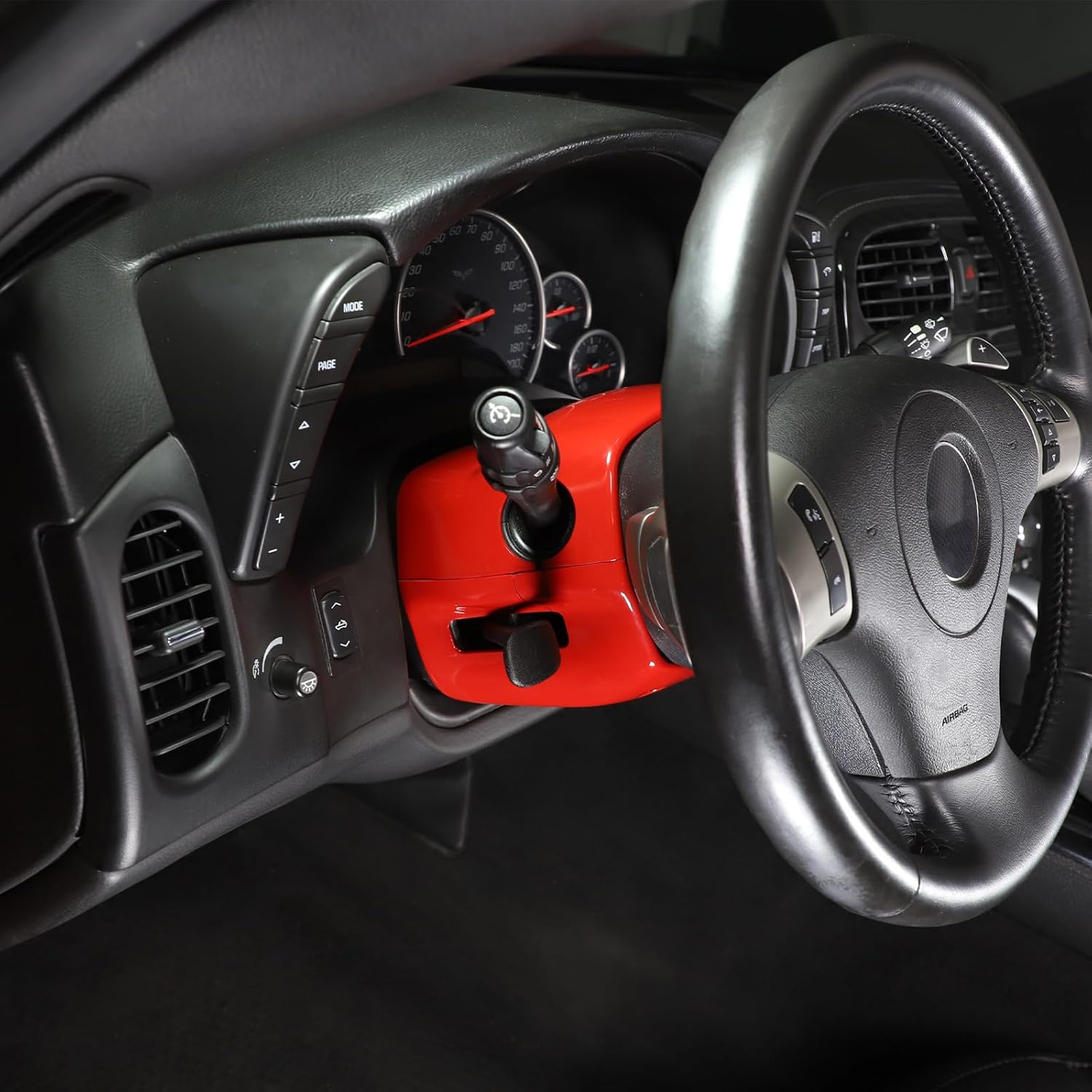 PIUGILH Car Interior Trim Base Cover for Corvette C6 2005-2013 Interior Accessories, ABS Base Upper Lower Trim Cover Kit, 2Pcs(Red)