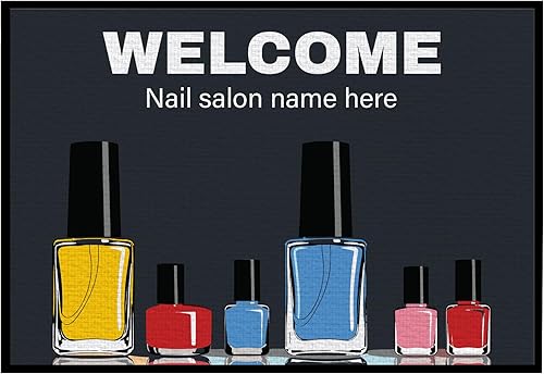 Miniatura 7 de VictoryStore Tapete de puerta de salón de uñas, tapete personalizado para salón de uñas, 24 x 36 pulgadas (bienvenida)