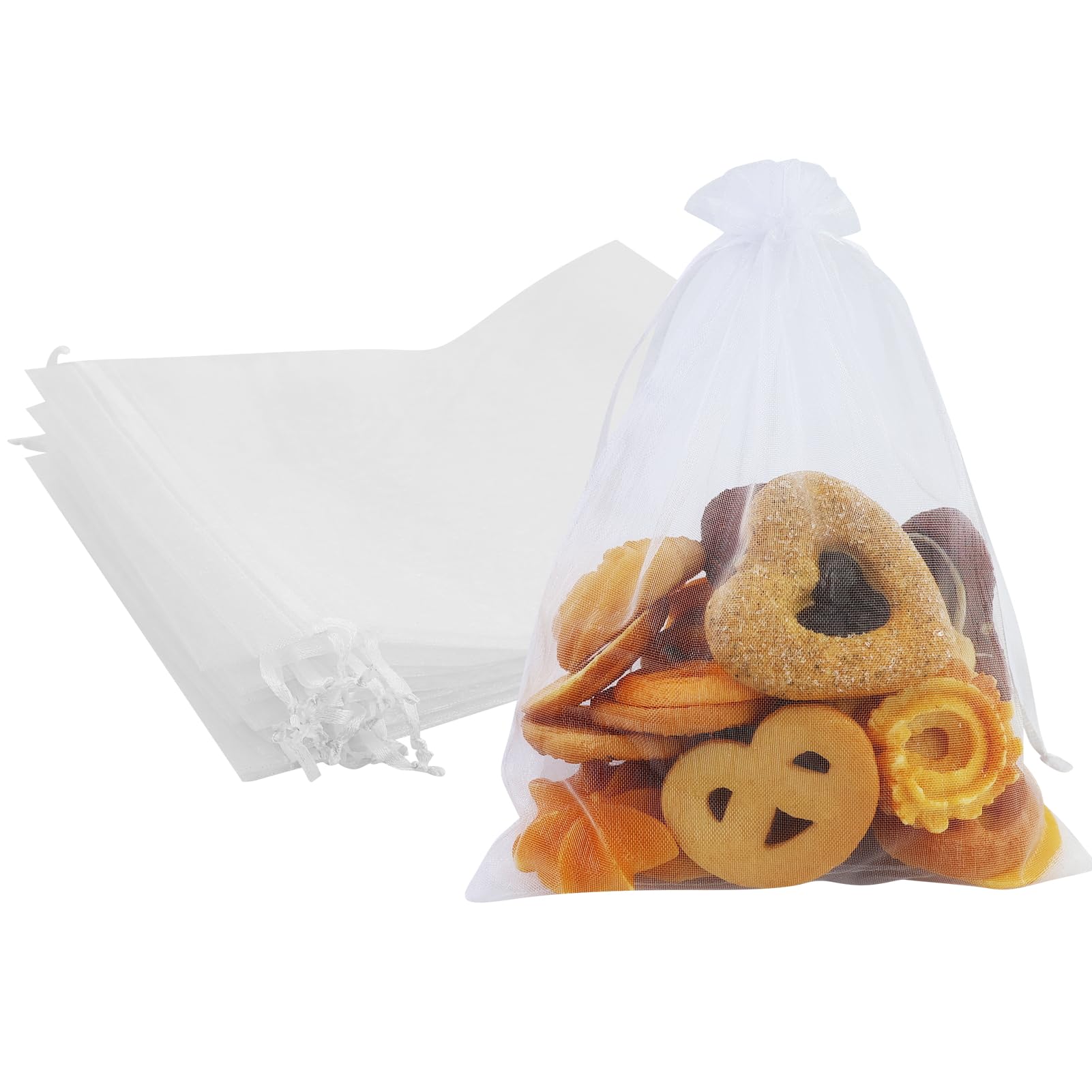 Bolsas de organza blancas con cordón, 20 unidades, 15 x 20 cm, uvas, bolsas de regalo para joyas, dulces