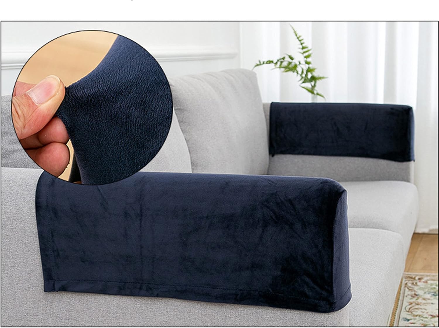 Stretch Velvet Armrest Covers Stretchy Chair Cover Anti-Slip Furniture Protector Armchair Slipcovers Chair Arm Protectors for Recliner Chair Couch Sofa,Set of 4,Dark Grey
