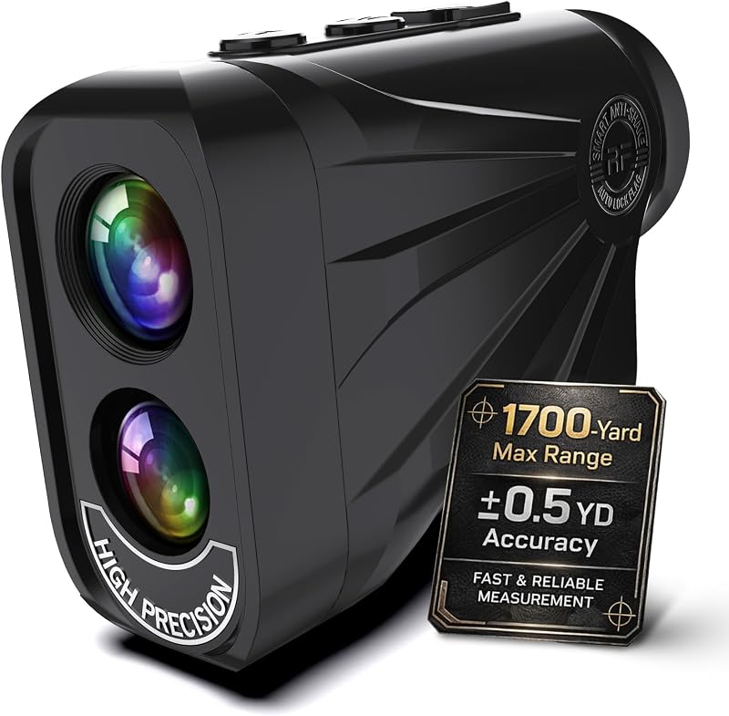 1700 Yards Golf Rangefinder with Slope, 0.5-Yard Accuracy Flag Lock Vibration, Magnetic Mount, 6.5X Golf Range Finder USB-C Rechargeable, IP54 Dust & Water Resistant, Golf Gifts for Men