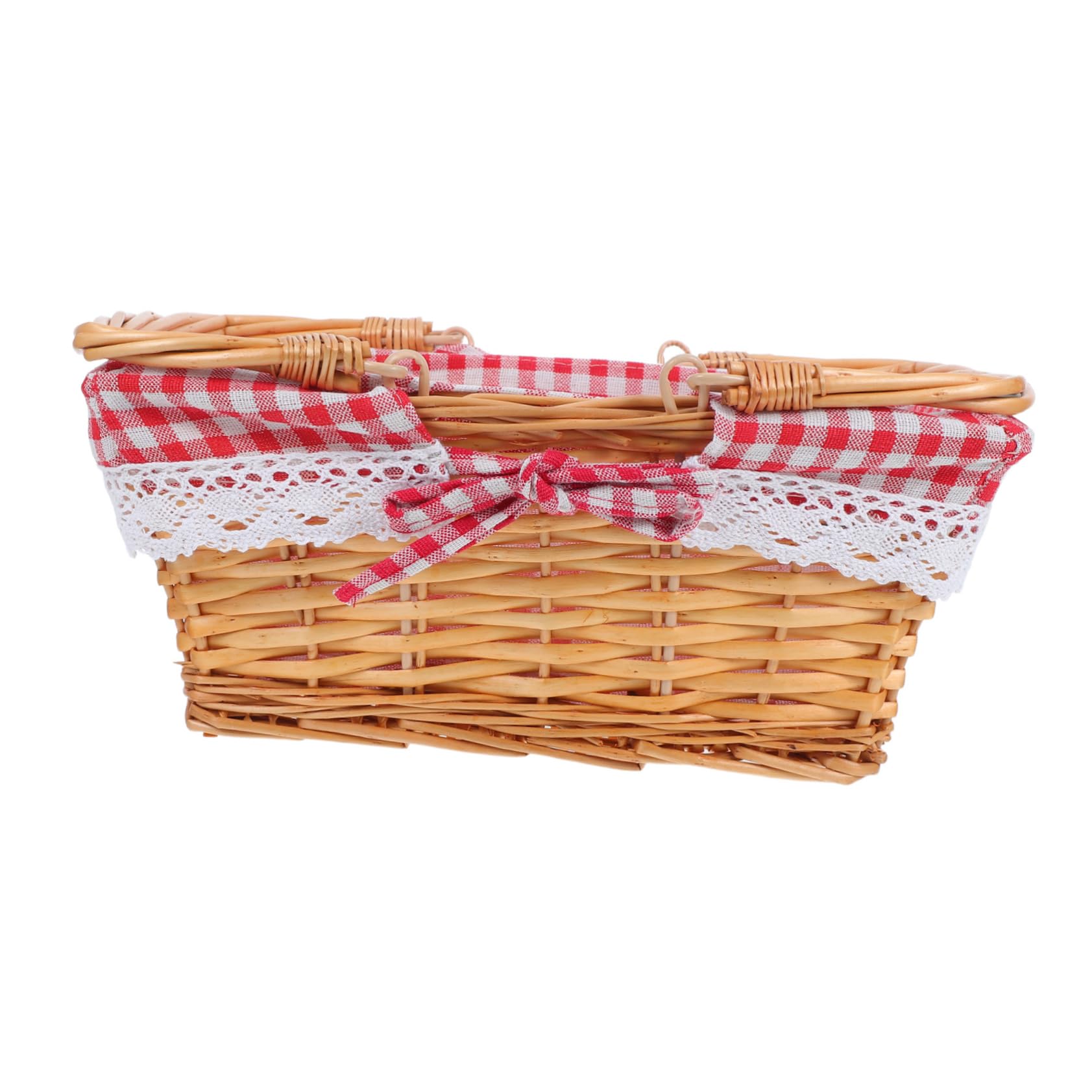 Willow Storage Basket: Wicker Bread Basket with Liner Pantry Organizer Rectangular Tabletop Food Serving Tray for Fruits Vegetable Restaurant