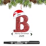 Personalized 26 Letters Ornaments for Christmas Tree 2025, Custom Christmas Ornament with Family Member's Names 3D Resin Xmas Hanging Pendant Original Gifts for Family Friends(B)