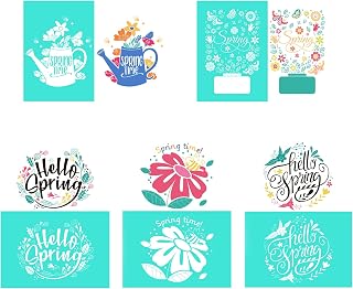 YeulionCraft Silk Screen Printing Stencil, Hello Spring Stencils DIY Porch Sign, Reusable Mesh Transfer Stencil/Chalk Stencils for Farmhouse Decoration Wood Home Decor
