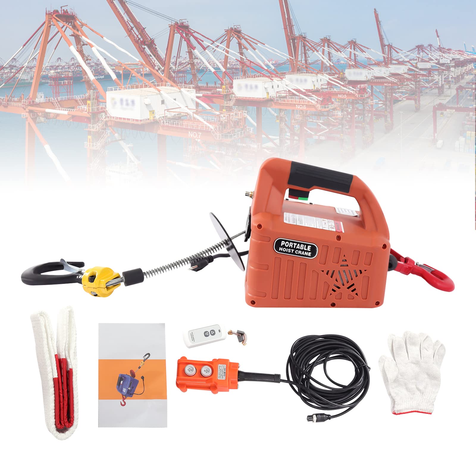 Portable 3-in-1 Control Electric Hoist, 300kg/660 Lbs Lifting Winch, 1500 Watt 110v Electric Winch Crane with Remote Control, with Cord and Wireless Remote Control