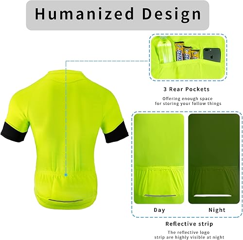Miniatura 3 de Dooy Camiseta de ciclismo para hombre, manga corta, con bolsillos, transpirable, de secado rápido