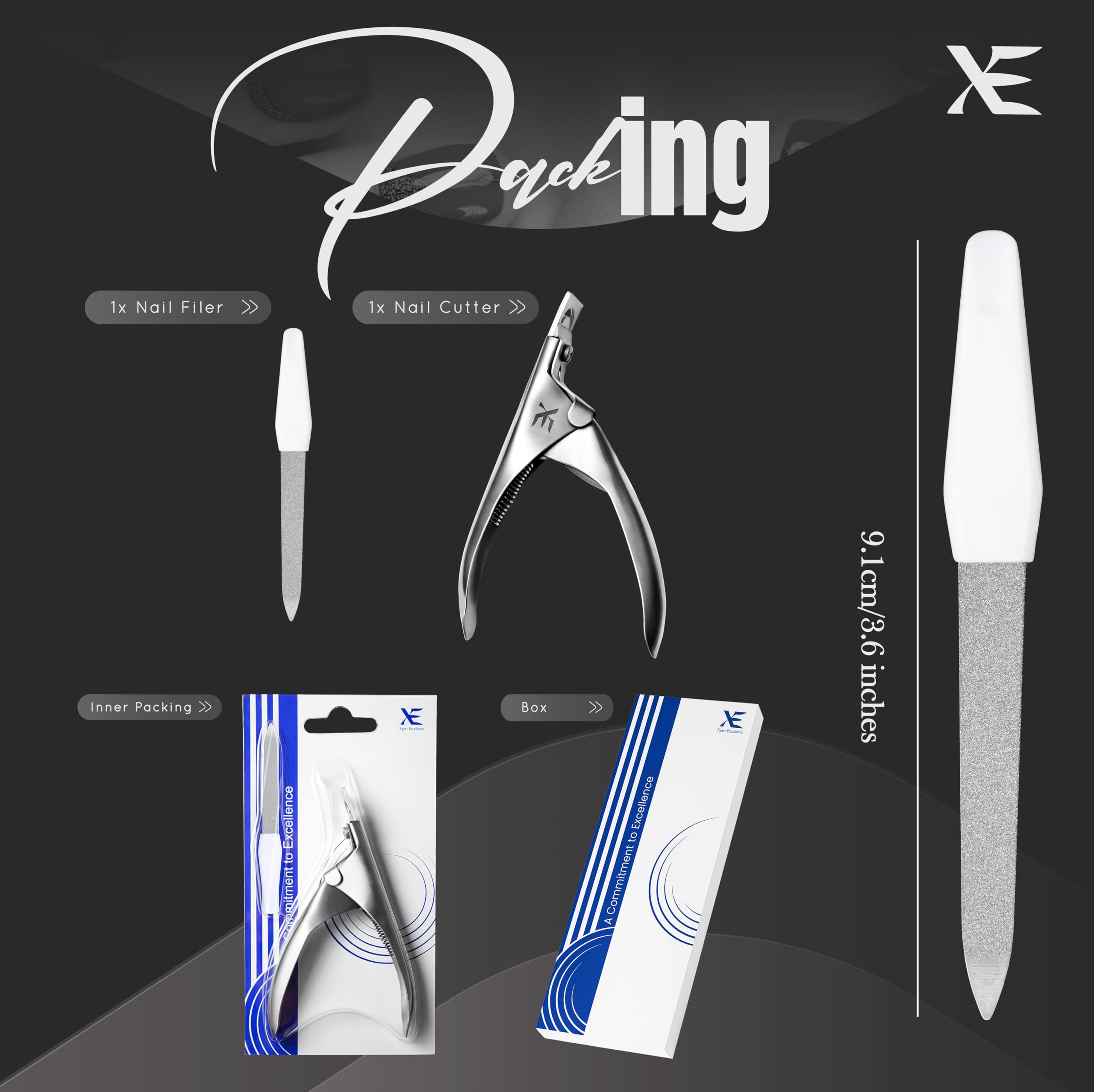 XE - Tagliaunghia professionale in acciaio inossidabile, usa e getta con lima, manicure pedicure, acrilico, gel
