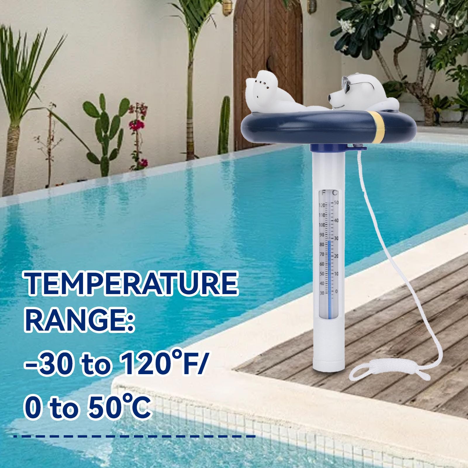 HERCHR Thermomètre Flottant Piscine Ours Cartoon - Mesure Précise Température Eau Spa