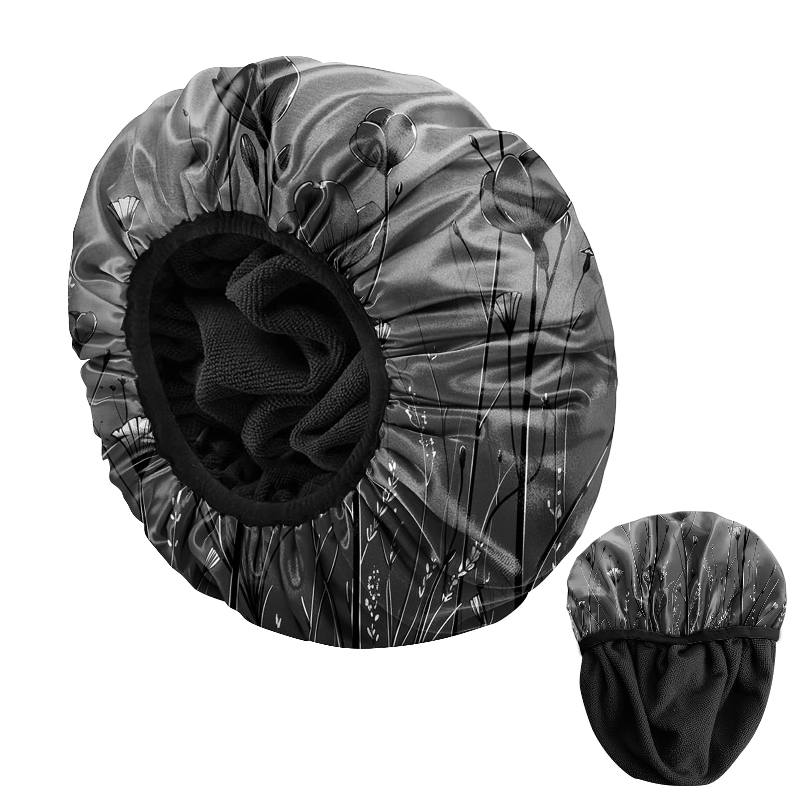 BHAHB Duschhaube, mit elastisch, wiederverwendbar,wasserdicht-hochwertig Duschhaube mit Terrystoff-Futter zum Haar trocknen, niedlich Design für Frauen und Mädchen
