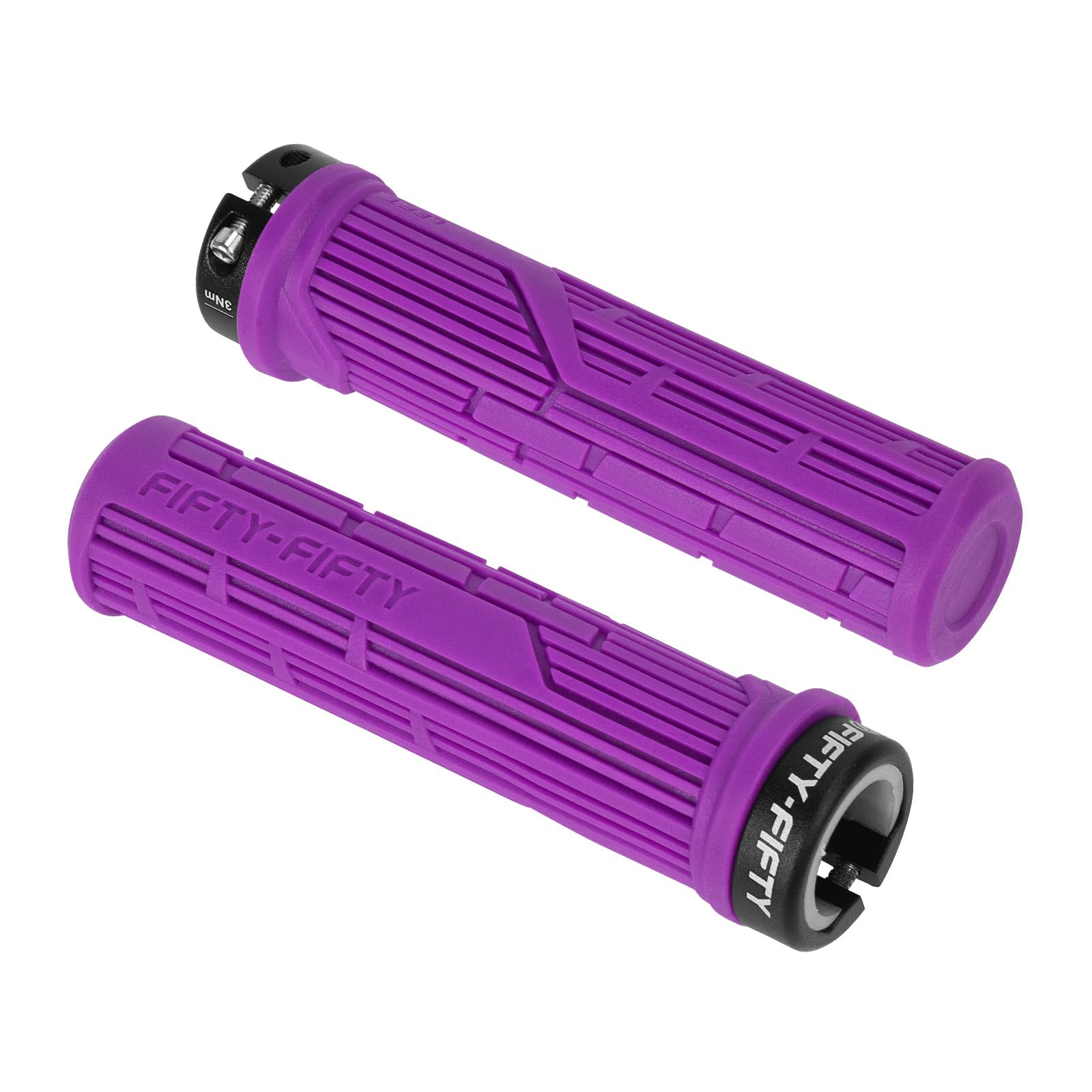 FIFTY-FIFTY Mountain Bike Grips, Single Lock-on MTB Handlerbar Grips, Soft and Comfortable, Non-Slip Locking Bicycle Handle for All Mountain, Enduro, Downhill (Purple) — image 1