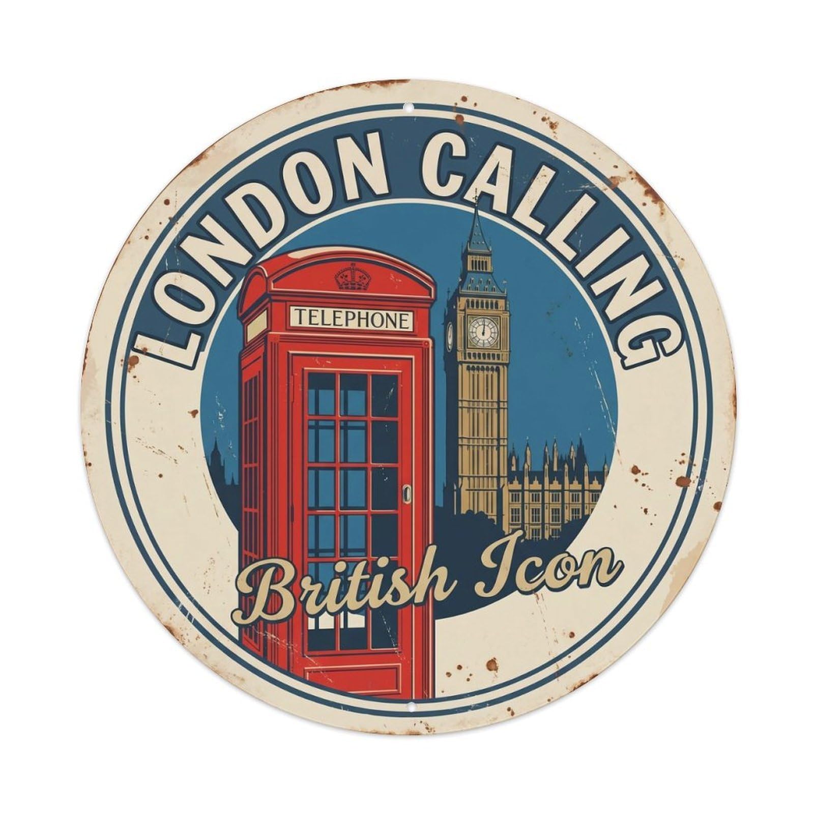 Fqnyr Style Vintage Travel Red Telephone Booth 1 Metal Tin Sign