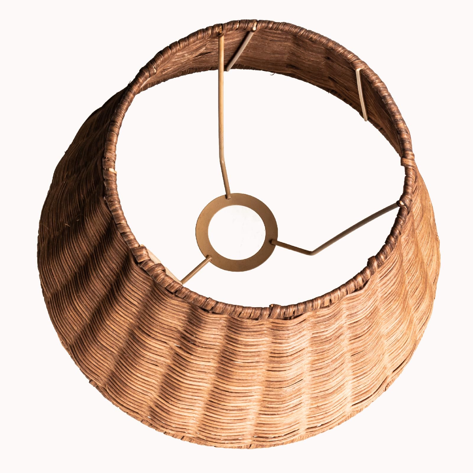 Pantalla de lámpara de ratán, trenzada a mano, forma cónica, versátil para lámparas de techo, colgantes, de pared y de mesa (1, café profundo)