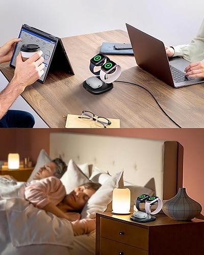 Miniatura 8 de SwanScout Soporte de cargador dual para Apple Watch, estación de carga inalámbrica 3 en 1, compatible con Apple Watch Ultra 29876532SE, base de