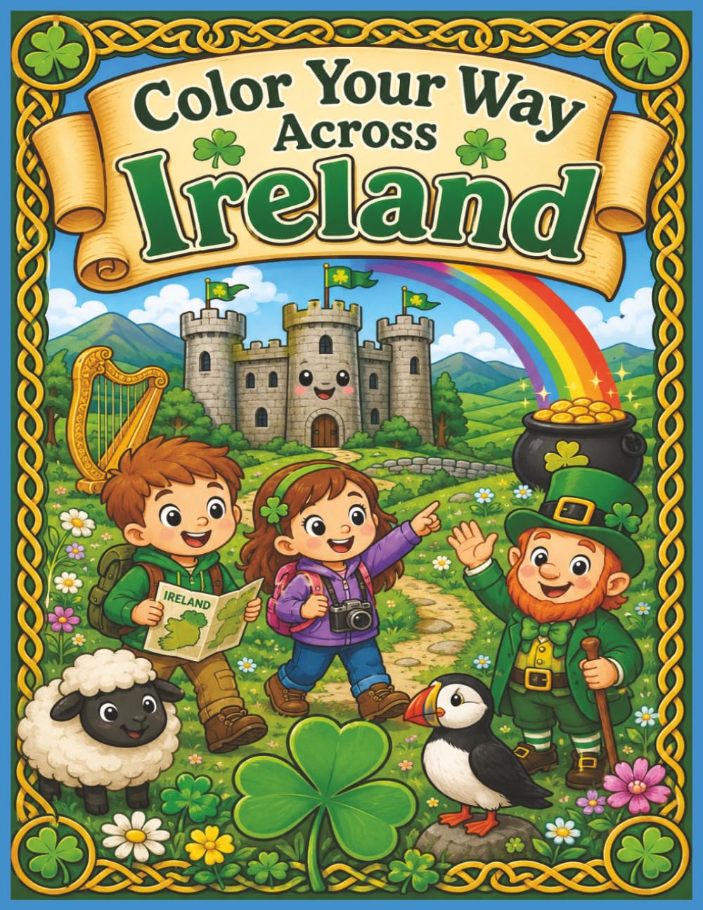Color Your Way Across Ireland: A Fun Kawaii Coloring Adventure Through Ireland (Color Your Way Across the World)