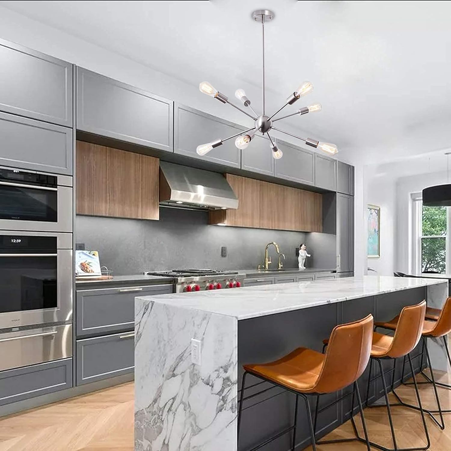 Amаzіng 🔥 8 Lights Sputnik Chandeliers Light Fixture, LASENCHOO Mid Century Modern Pendant Light, Brushed Nickel Industrial Vintage Sputnik Light Fixtures Ceiling Hanging for Dining Living Room Bedroom Kitchen Frее Shірріng 🛒 8 Lights Sputnik Chandeliers Light Fixture, LASENCHOO Mid Century Modern Pendant Light, Brushed Nickel Industrial Vintage Sputnik Light Fixtures Ceiling Hanging for Dining Living Room Bedroom Kitchen