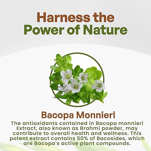 Miniatura 3 de Go Nutra Extracto de Bacopa en polvo (Bacopa Monnieri) 50% Bacosides - Extracto de hierbas Brahmi Suplemento (8 onzas)