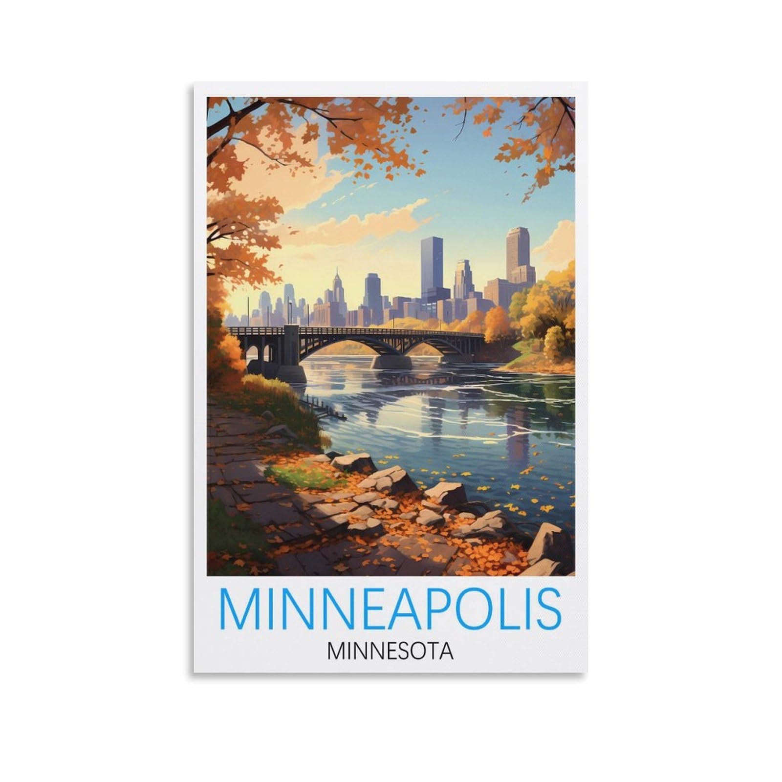 Ndoud Unframe-Style Minneapolis Minnesota Vintage Travel Posters 12X18inch(30X45cm) Wall Art Picture Print Canvas Painting For Living Room Home Decor