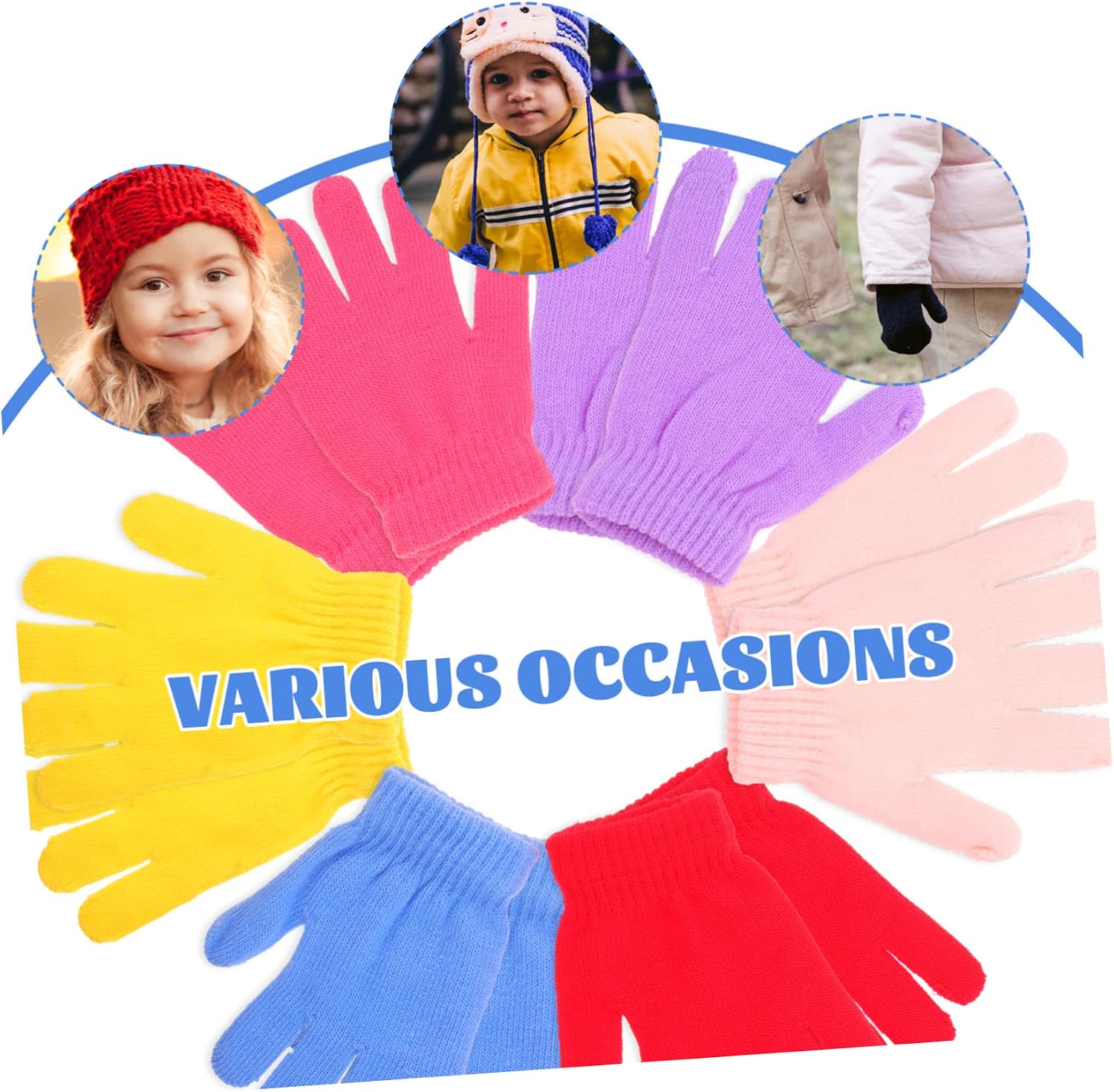 BESPORTBLE 6pairs Warm Finger Gloves Cozy Non-Skid Mittens for Outdoor Activities of Thermal Boys and Girls Mittens Lake Light and Sunset