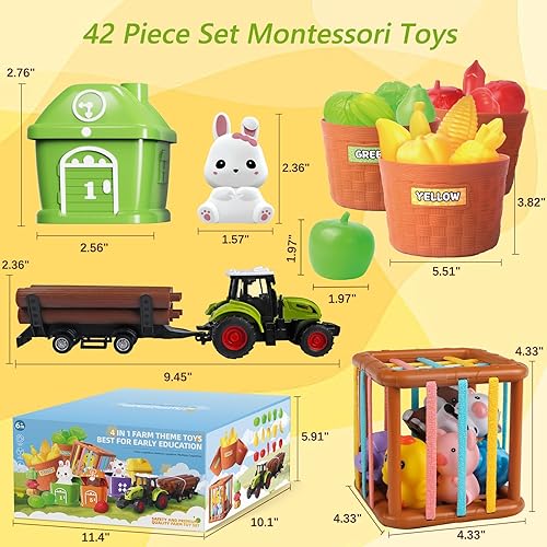 Miniatura 7 de Wuzhineisn Juguetes de aprendizaje para niños pequeños de 1, 2 y 3 años, animales de granja, juguetes Montessori para niños de 6 a 18 meses, para