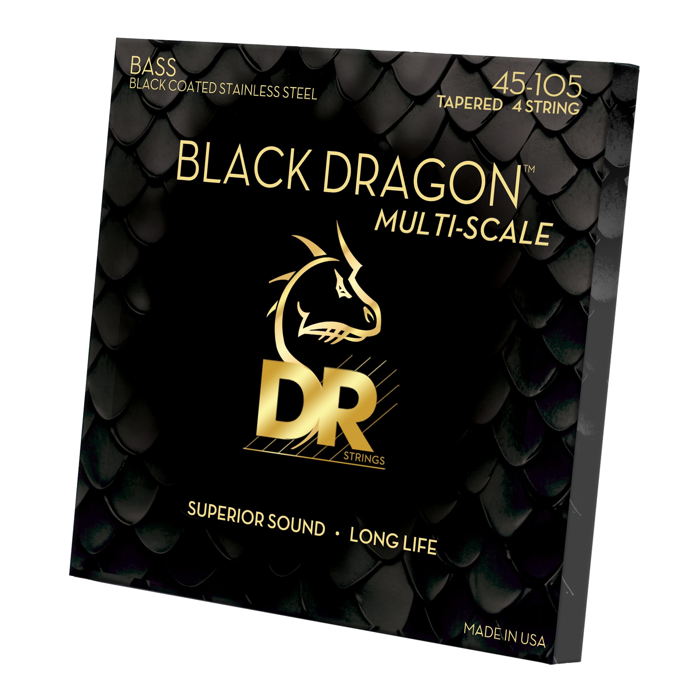 DR Black Dragon - Corde per bassi - 4 corde, medie 45-105, rivestimento nero