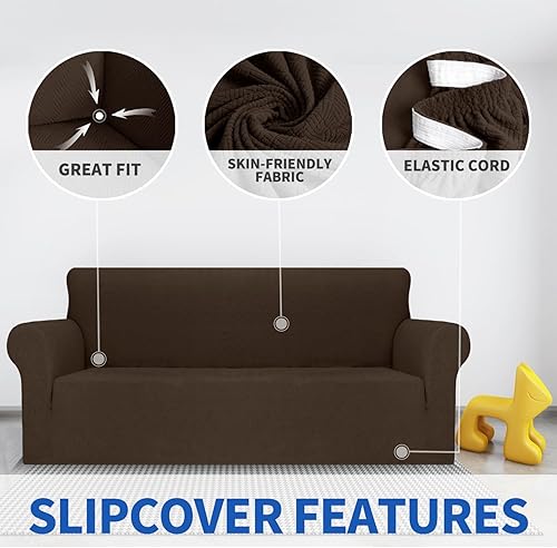 Miniatura 170 de MAXIJIN Funda súper elástica para sofá de 3 cojines, funda universal de 1 pieza para sofá de sala de estar, protector de muebles de elastano, apto