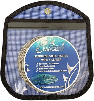 Amazon Magbay ルアー 49ストランドケーブル 7x7 ステンレススチール フィッシングワイヤリーダーキット クリンプ10個付き 30フィート 280ポンド Magbay Lures スポーツ アウトドア