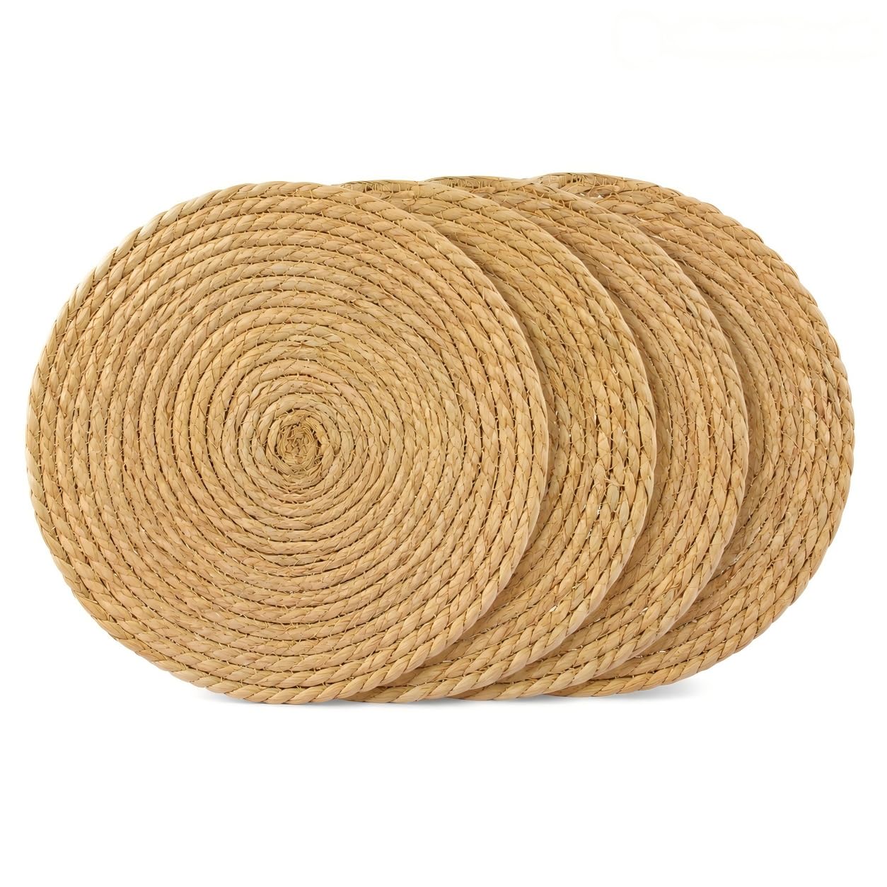 4PCS Natural Woven Pucao Placemats | Western Round Cushion 25cm/9.84 inch | Placemats | Jute Placemats | Bamboo Placemats