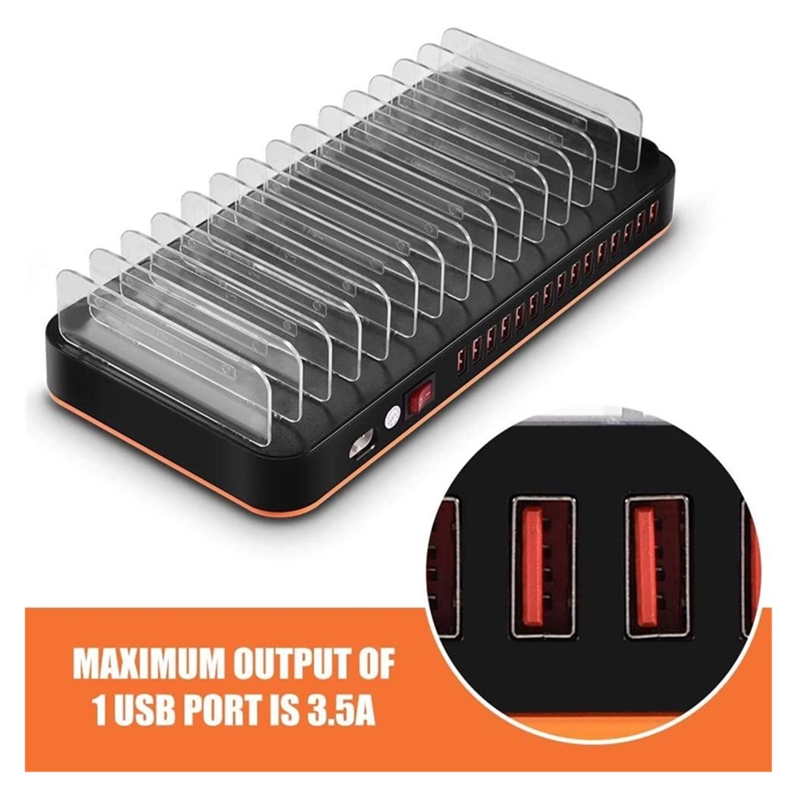 Organizer for stazione di ricarica for più dispositivi, docking station da tavolo con caricatore rapido multi USB 100 W 15 porte, compatibile telefono, tablet, auricolari, smartwatch Design portatile