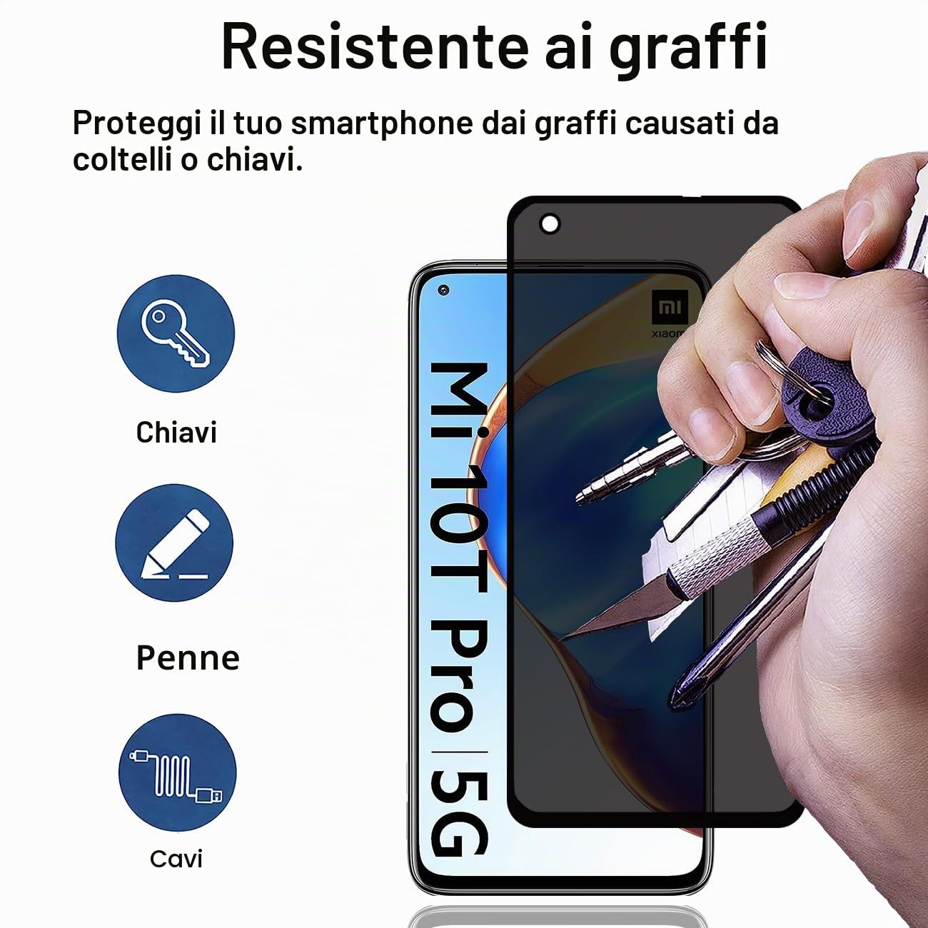 3 Pezzi Vetro Temperato Privacy Per Xiaomi Mi 10T E Mi 10T Pro – 9H Antigraffio E Anti Impronte
