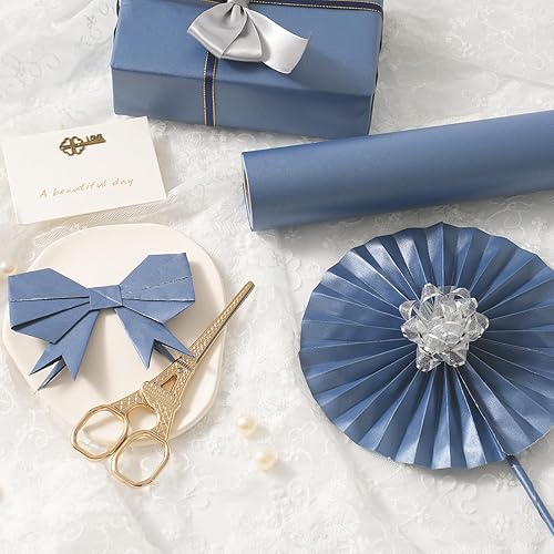 Miniatura 7 de Juertime - Papel de regalo mate azul marino - Papel de regalo reversible perlado-lustre perfecto para bodas, San Valentín, cumpleaños, Navidad, día